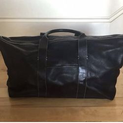 Authentic Cole Haan Black Leather Duffel Weekender - Great Used Condition! 