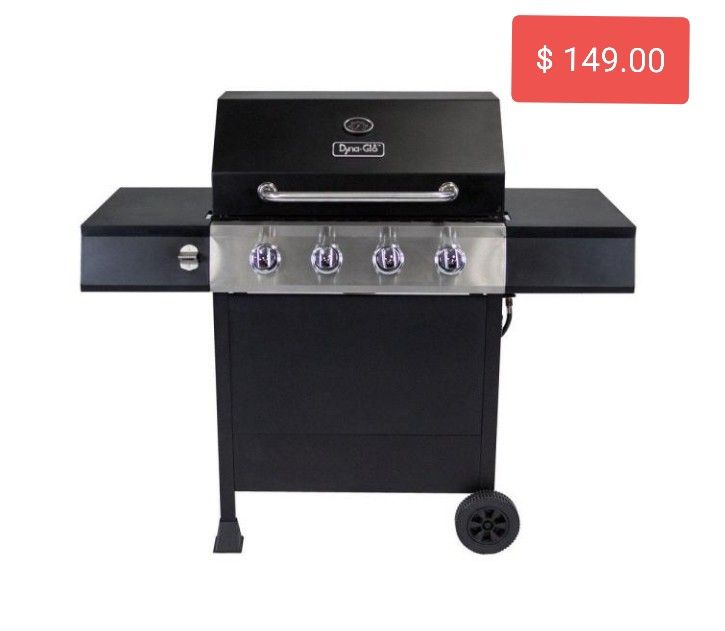 4 Burner Open Cart LP Gas Grill in Black