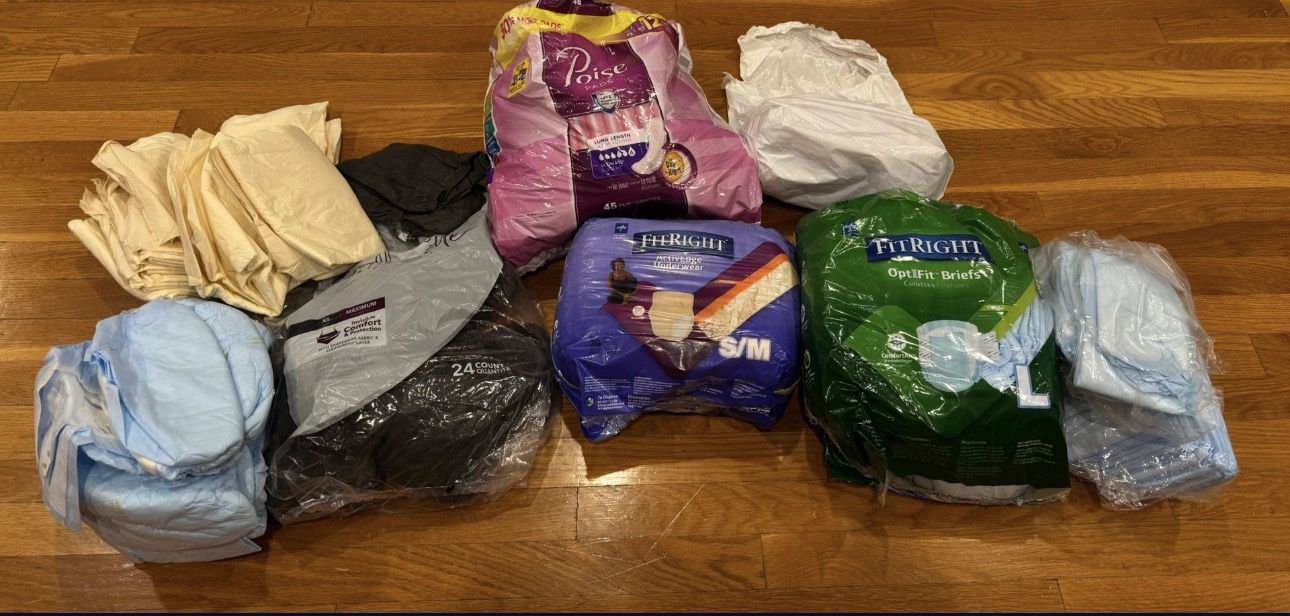 Lot of Adult Incontinence Supplies Briefs Underwear