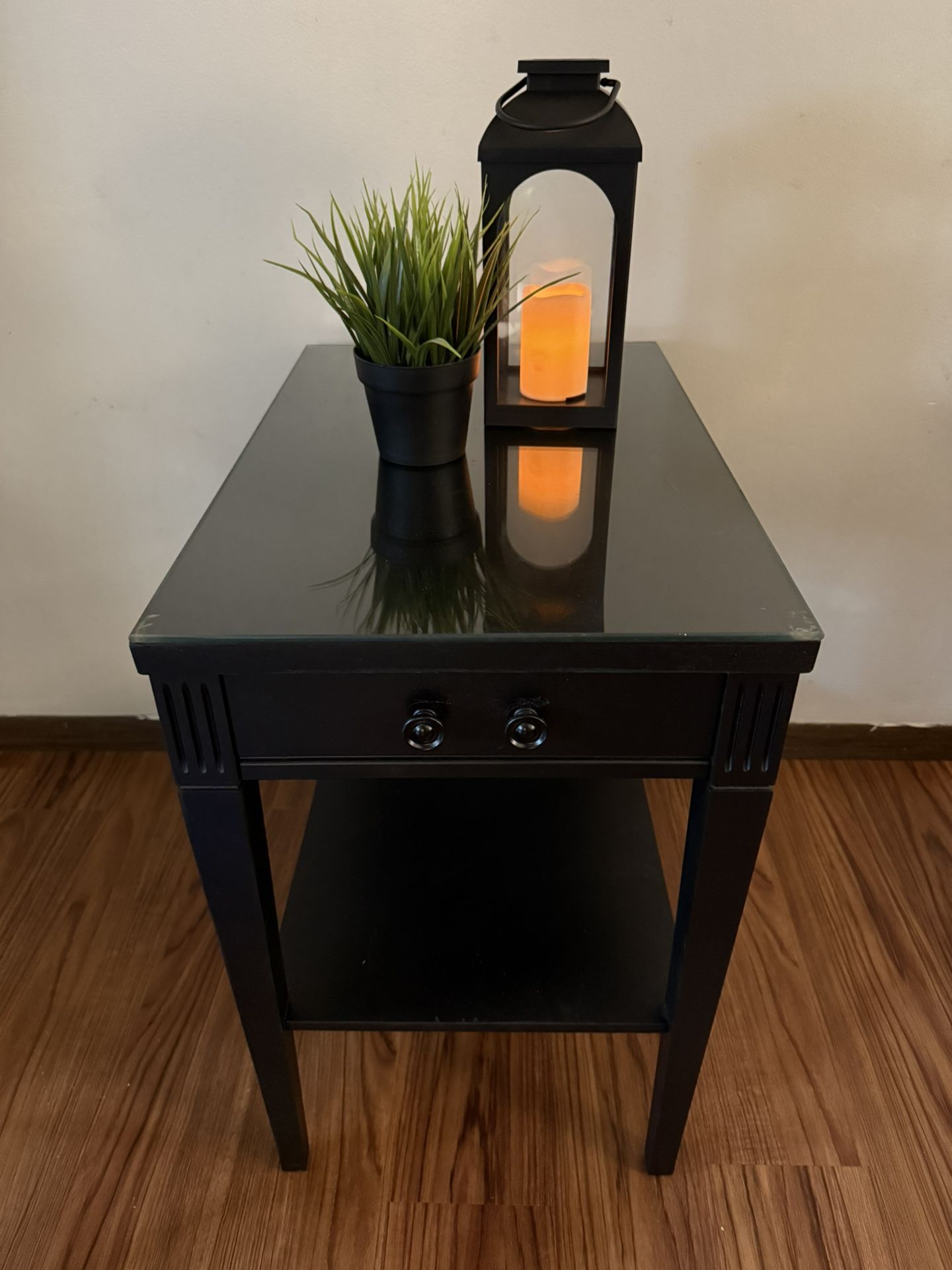 Refurbished Glass Top End Table