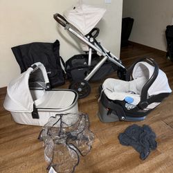 Uppababy Vista V2 Stroller and bassinet and car seat