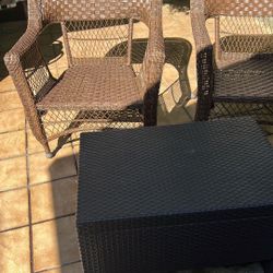 Wicker chairs and table