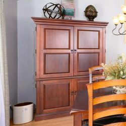 Solid Wood Cabinet With Pullout Desk.  