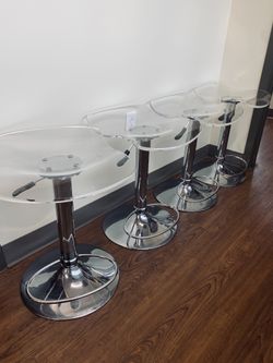 Set of 4 Acrylic Stool with Adjustable Height