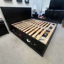 IKEA King Bed Frame 4 Drawer Blqck