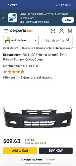 Honda accord bumper 2dr 01’ 02’