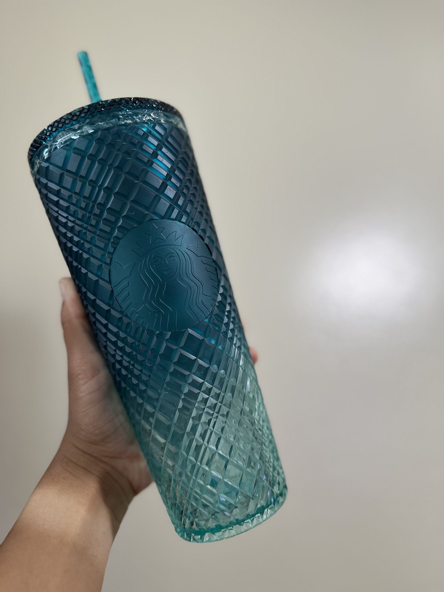 STARBUCKS SUBZERO TEAL JADE GREEN GRADIENT OMBRE' JEWELED TUMBLER/COLD CUP