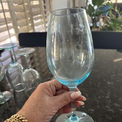 4 Blue Water Goblets