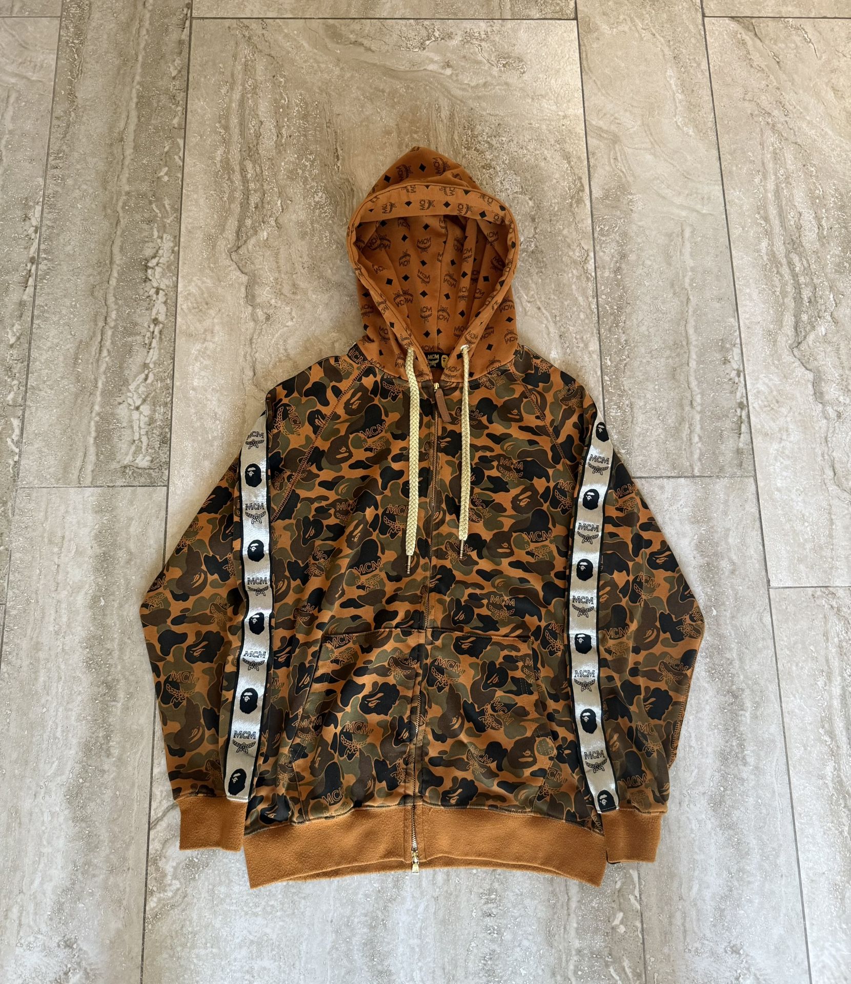 Bape X Mcm Zip Up Hoodie