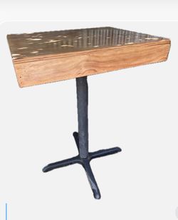3 Industrial Bistro Tables Wood Top Cast Iron Base