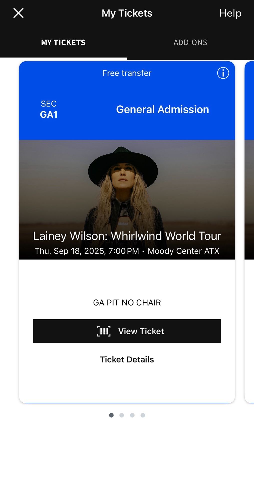 Lainey Wilson Tickets (pit ) Pair 
