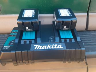Makita 2x 18V (2) 4ah BL1840B Li-Ion Batteries DC18SH Dual Port Charger New