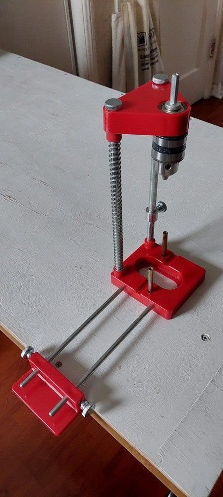 Drill Guide Adjustable Hole Drilling Template Tool Red Woodworking Punch Locator