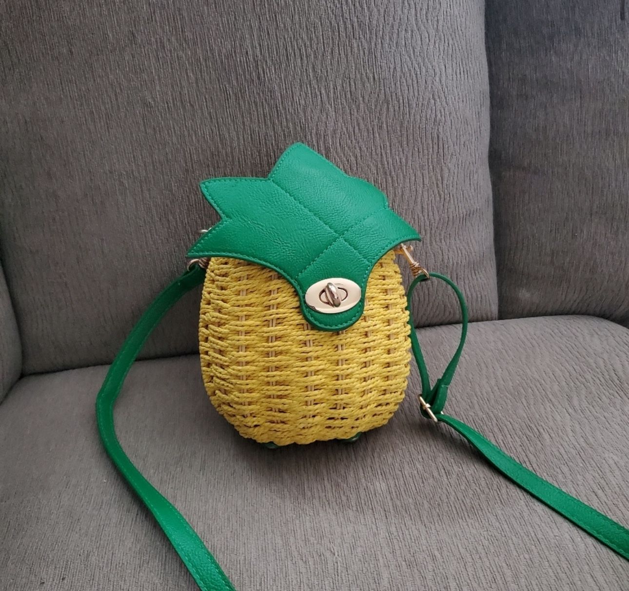 Pineapple Straw Crossbody Purse Bag