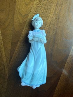 Porcelain Girl Figurine in Blue Dress