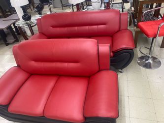 Brand New Red & Black Couch Set – Sofa & Loveseat