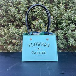 Flower Pot In A Purse Shape With Soil & Decorative Glass - Used In Great Condition