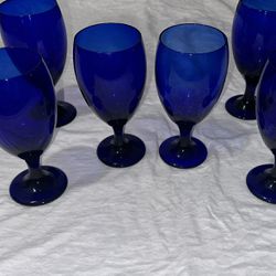 Vintage Libbey Cobalt Blue Wine Glasses