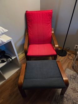 Ikea Poang chairs + ottoman