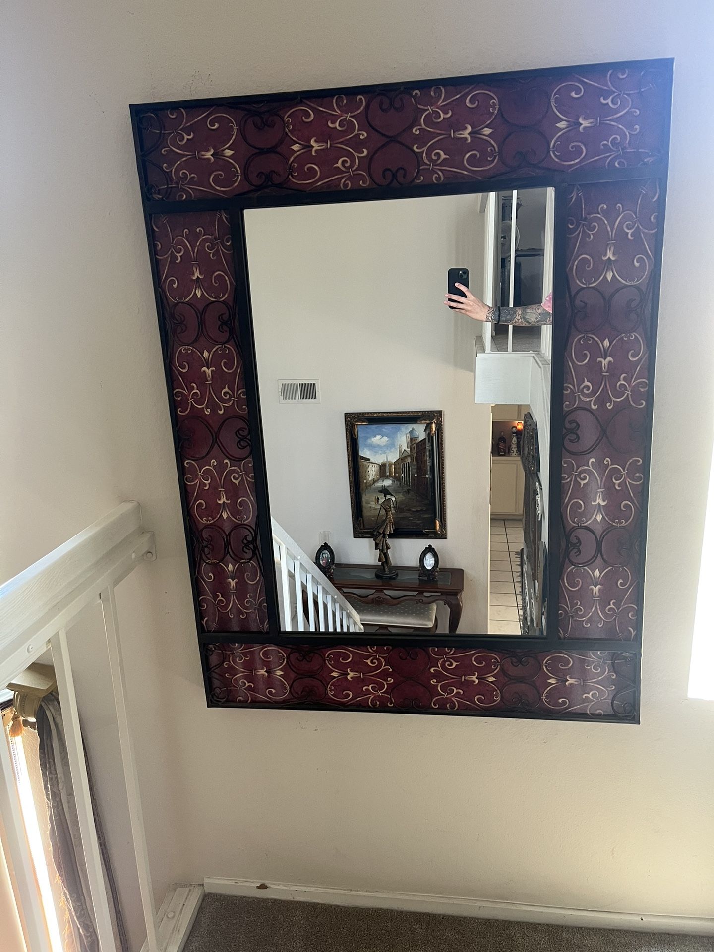 Antique Mirror With Iron Frame