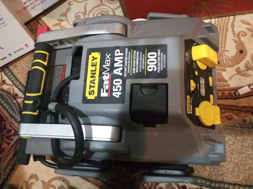 stanley fatmax 450 amp jump starter with compressor model no. js900cs