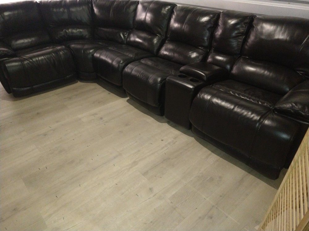 SECTIONAL GENUINE LEATHER RECLINER ELECTRIC BLACK COLOR.. DELIVERY SERVICE AVAILABLE β
ππ₯