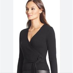 LOFT Black Wrap Cardigan Sweater- Size Small Like New 