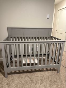 Gray Solid Wood Crib