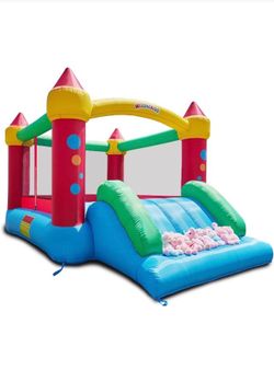WeeOneKids Air Bounce House, Inflatable Bouncer with Air Blower and Slide, Jumping Family Backyard Bouncy Castle with Extra Thick Material (Red Yellow