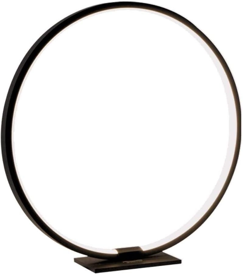 Modern Circle Table Lamp LED Warm Light Nightstand Lamp Black Bedroom Lamp with Dimmable Touch Control for Reading Bedroom and Office