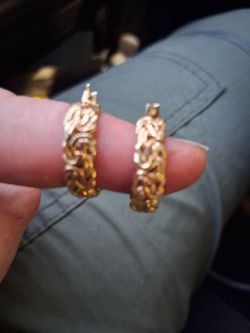Gold Byzantine Hoop Earrings 14 kt solid gold