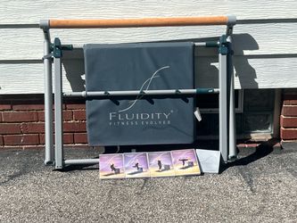 Fluidity Bar Fitness Evolved Exercise Barre System Pilates Yoga Mat 4 DVDs