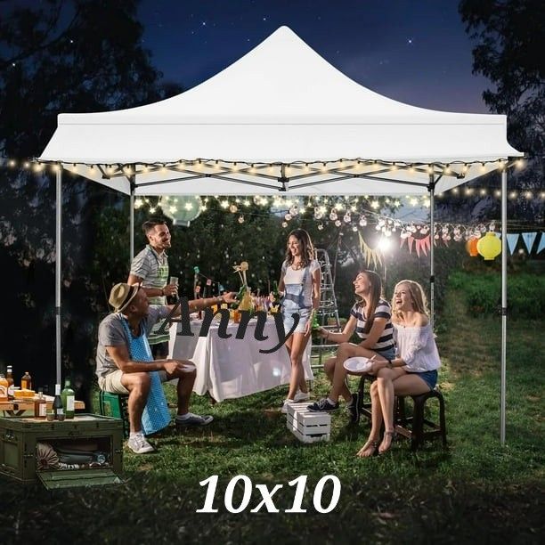 10x10 Pop Up Canopy Heavy Duty Party Tent with Removable Awning,Sidewalls,Sandbags and Rolling bag.Easy Up Outdoor Wedding Commercial Canopy,Gazebo
