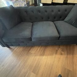 Black velvet couch