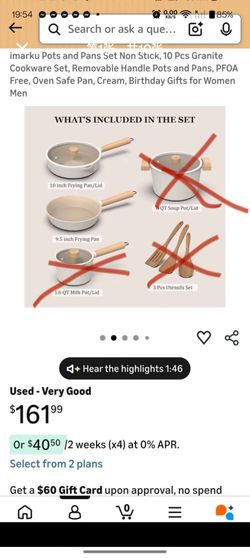 imarku Pots and Pans Set Non Stick,  Removable Handle Pots and Pans