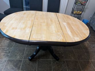 Oval Pedestal Dining Table with Leaf Table Set with 4 Upholstered Chairs