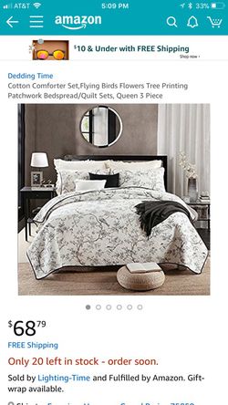 Cotton Comforter Set,Flying Birds Flowers Tree Printing Patchwork Bedspread/Quilt Sets, Queen 3 Piece
