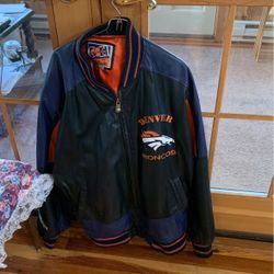 Leather Broncos Jacket XL