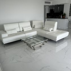 Coronelli Collezioni Sunset - Luxurious Italian Top Grain White Leather Sectional Sofa