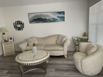 Cream Suede Sofa Set