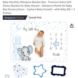 Baby Boy Monthly Milestone Blanket 