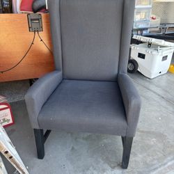Blue wing back fabric chair