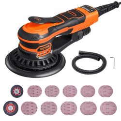 Random Orbital Sander 5 & 6-Inch, 350W Brushless Orbital Sander, 10,000 PRM 6 Variable Speed Electric Palm Sander with 20PCS Sandpapers, Dust Connecto