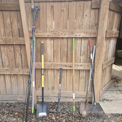 Shovel, Pick, Tree Trimmer, Rakes