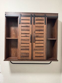Rustic Wood Wall Cabinet with Barn Doors