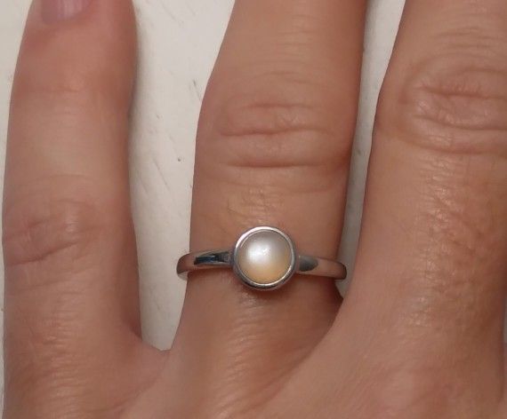 Handmade Natural Peach Moonstone Ring