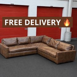 Restoration Hardware Leather Sectional Couch🛋️- FREE DELIVERY 🚚 