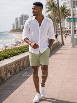 Men’s Sage Green Cotton Shorts Size S