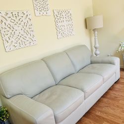 Beige Genuine Leather Sofa 