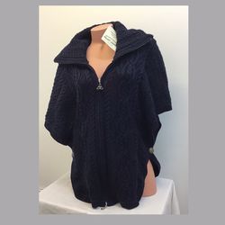 ARAN CRAFTS Ireland merino wool sweater tunic poncho - new with tags size S-M